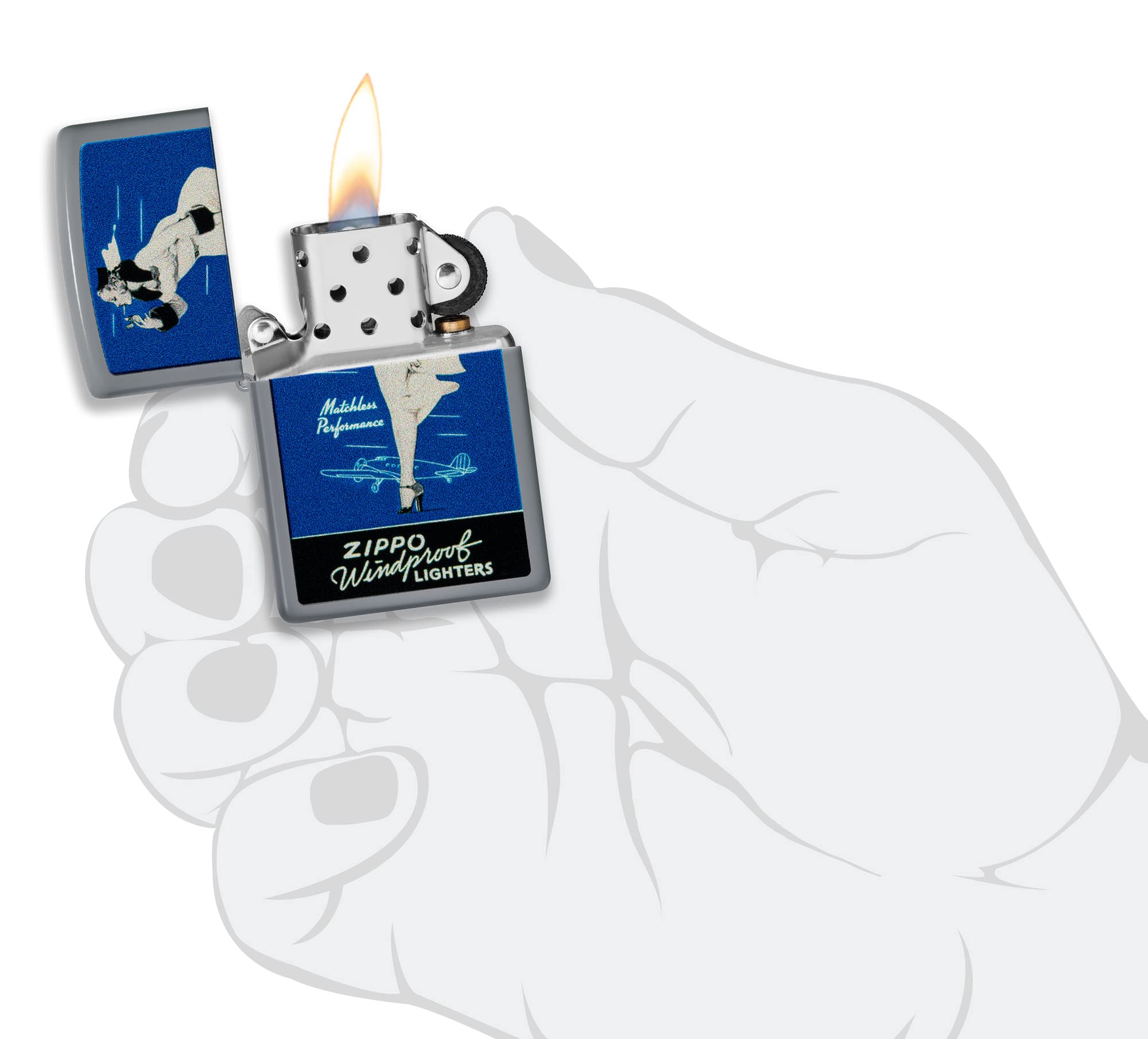 Zippo Sturmfeuerzeug Windy Design Founder Set Nachfüllbar Windfest Geschenkbox