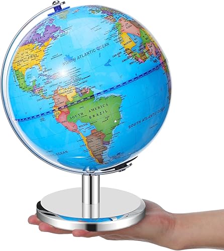 Globo terrestre iluminado con soporte para aprendizaje de geografía educativa Globo del mundo colorido para aula y hogar para exploración