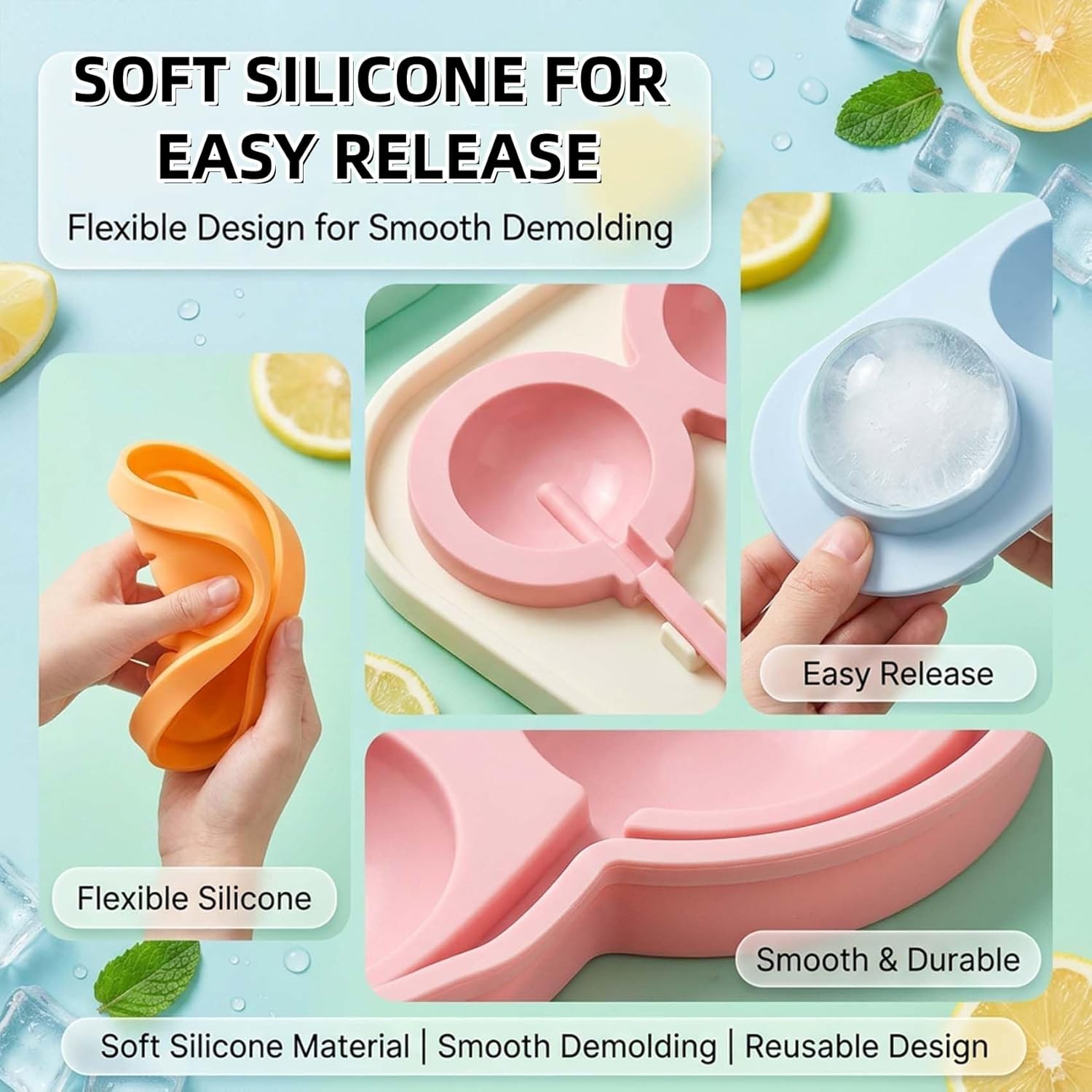 2026 New Reusable Large Lollipop-Shaped Ice Mold, DIY Creative Ice Pops for Summer, Mini Silicone Lollipop Ice Hockey Mold, for Juice, Yogurt & Frozen Treats, Fun Dessert Mold (12PCS)