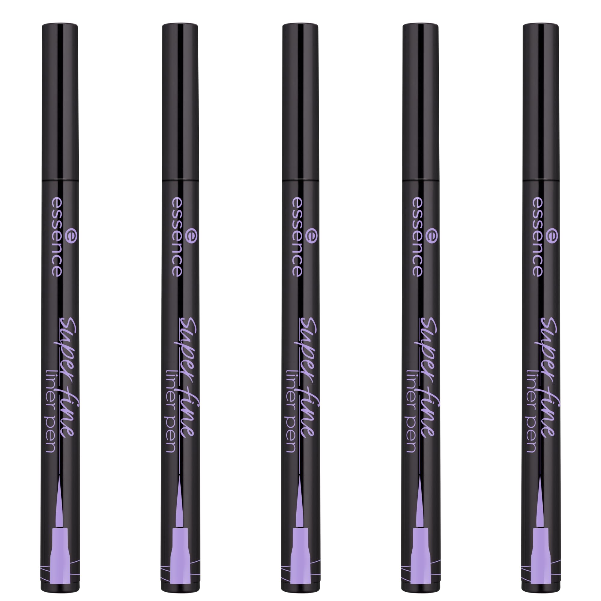 essenceSuperfine Liner Pen (Pack of 5) | Ultra-fine Brush Tip for Precise Eyeliner| Longlasting, Deep Black Color | Vegan, Cruelty Free & Paraben Free