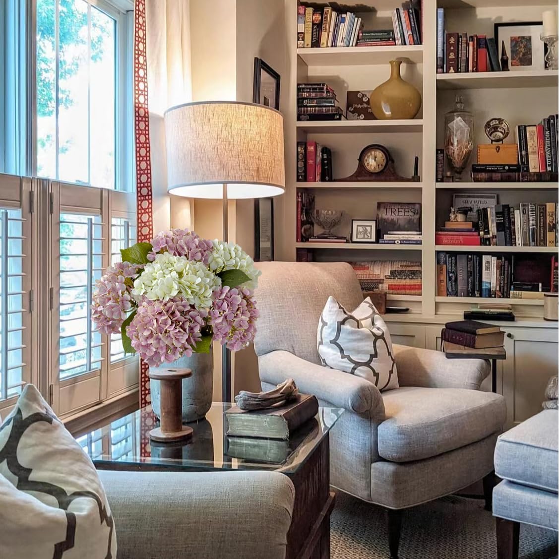 4 Pcs 20'' Real Touch Hydrangeas Light Pink Artificial Hydrangeas Flowers Faux Latex Lifelike Hydrangea for Kitchen Living Room Porch Home Decor Baby Shower Party Wedding Table Centerpiece - Image 6