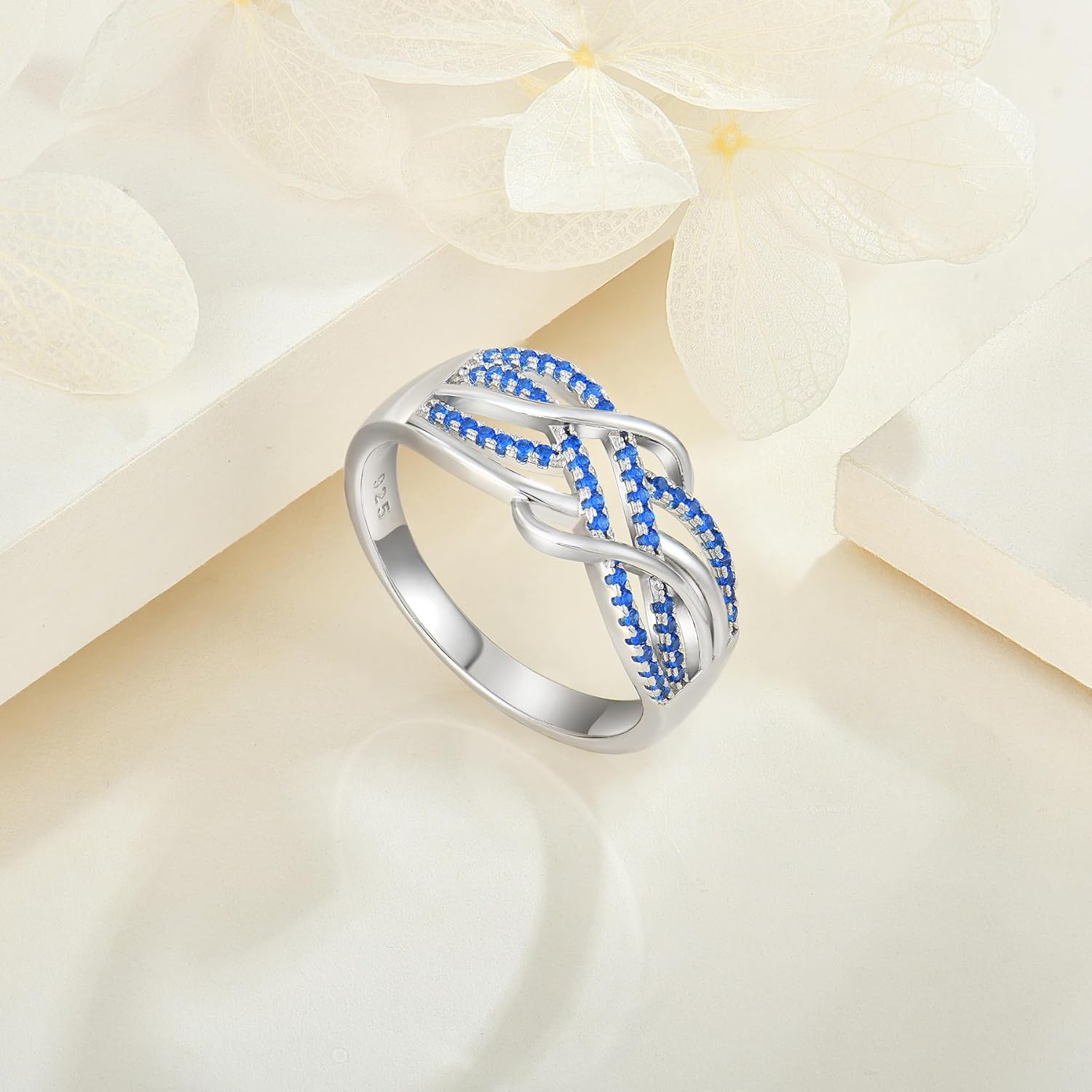 Promise Ring for Her Celtic Knot 925 Sterling Silver Infinity Twisted Ring Cubic Zirconia Statement Anniversary Band Rings for Women - Image 2