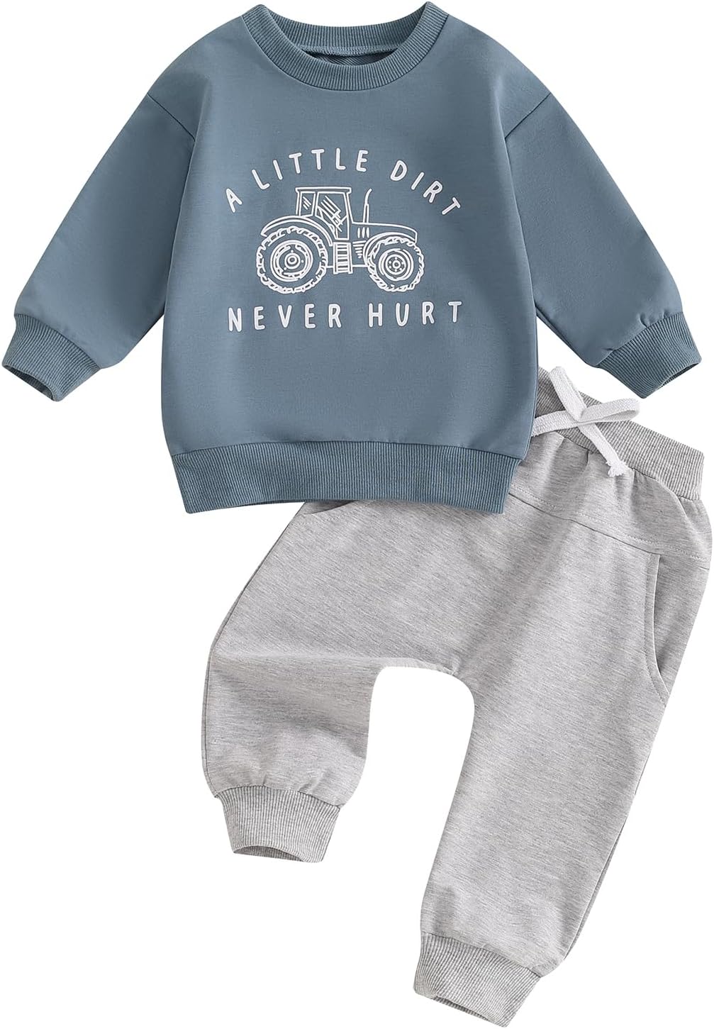 fhutpw Toddler Baby Boy Clothes Funny Letter Long Sleeve Sweatshirt Pullover Top Jogger Pants Fall Winter Outfits