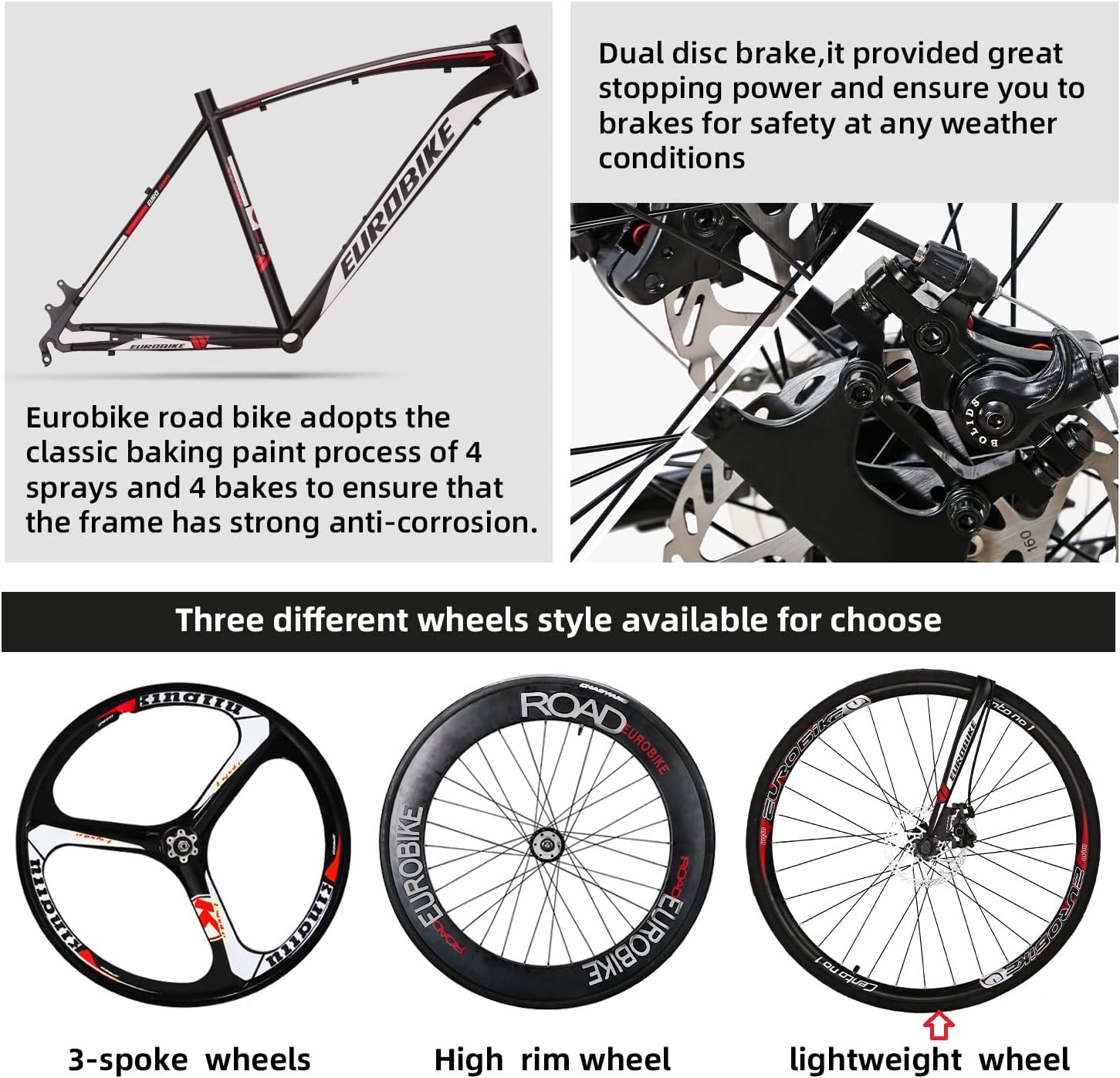Eurobike XC550 Road Bike, 21 Speed Mens XL Road Bike,54cm Road Bicycle for Women,700c Mens Bicycle （54cm / Light Rm） : Everything Else