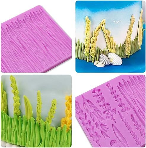 Miniatura 5 de Moldes de silicona de hierba de trigo molde de fondant de plantas húmedas para decoración de hojas de pastel pasta de goma de arcilla de encaje
