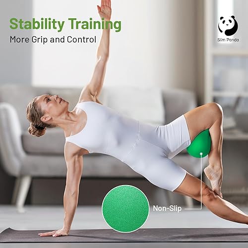 Miniatura 4 de Slim Panda Pelota de pilates, pelota de ejercicio pequeña de 9 pulgadas, mini pelota de yoga antiestallido para estabilidad, entrenamiento, barra,