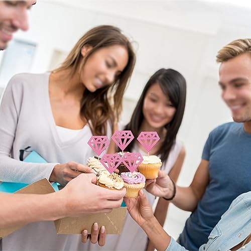 Miniatura 30 de 36 piezas de adornos de diamantes para cupcakes con purpurina de diamantes para bodas, compromisos, despedidas de soltera, cumpleaños, aniversario