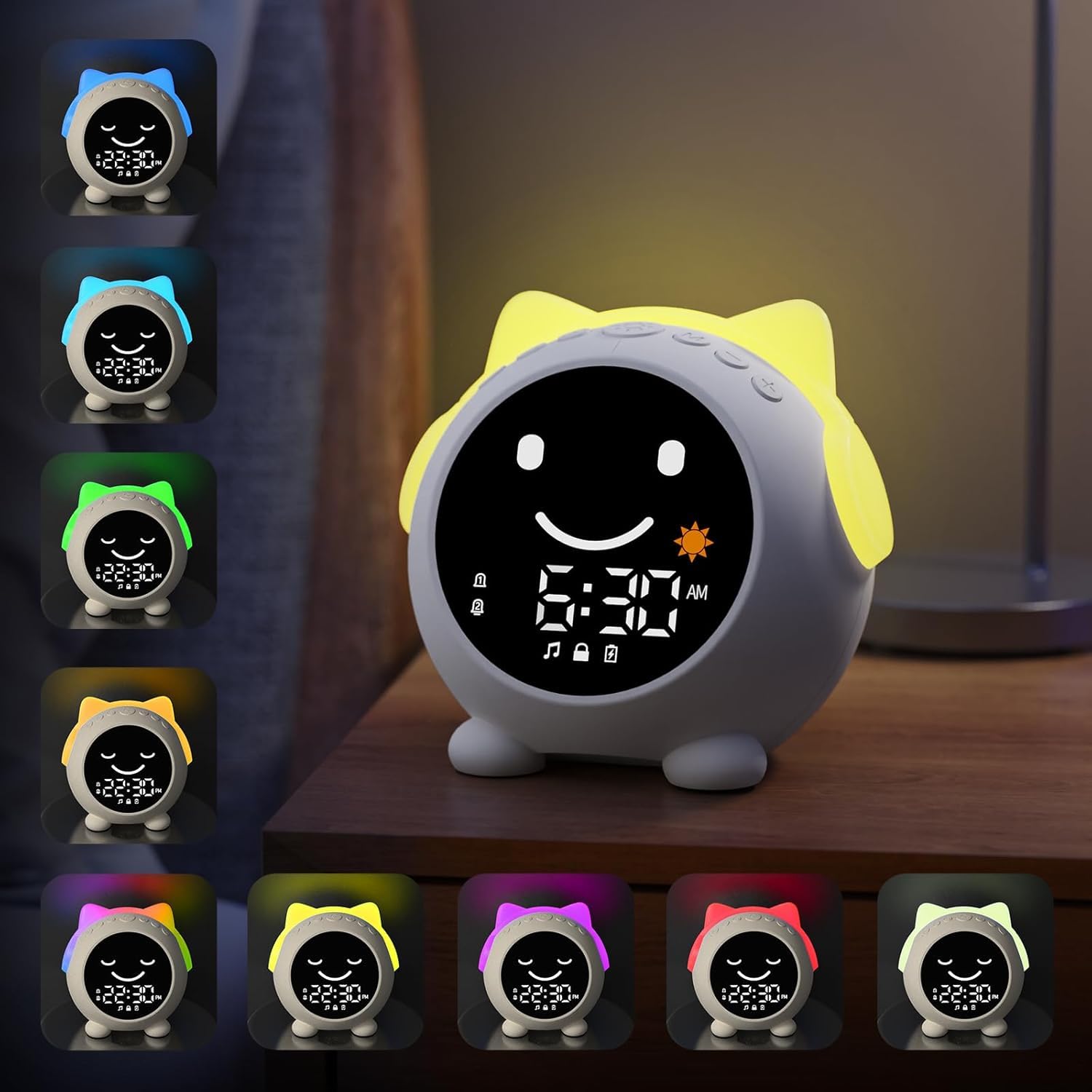 VOSFEEL Sveglia digitale per bambini, con 11 luce notturna a colori RGB, 5 livelli di luminosità dell'immagine - Giochi e Prodotti per l'Età Evolutiva
