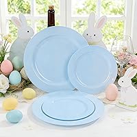 Vista 4 de FLOWERCAT 60PCS Light Blue Heavy Duty Plastic Disposable Party Plates Set – 30pcs 10.25″ Dinner & 30pcs 7.5″ Dessert Plates – Durable Blue Tableware