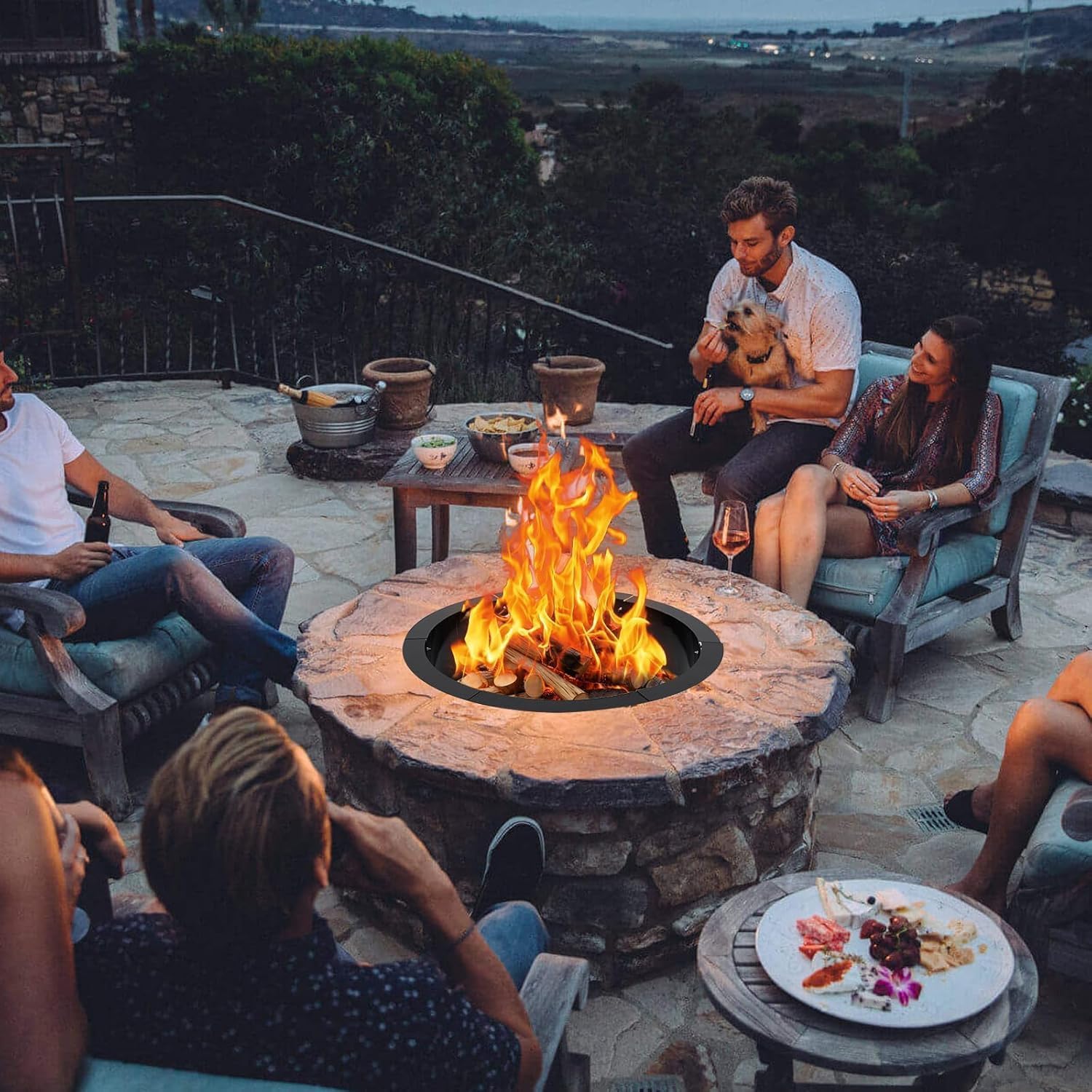 Aptliton Feuerstellen-Ring-Liner 162 cm Außendurchmesser / 152cm Innendurchmesser | Robuster Stahl Feuerstellenring Für DIY Feuerstelle | Feuerschale Rauchfrei Für Garten, Terrasse Und Camping
