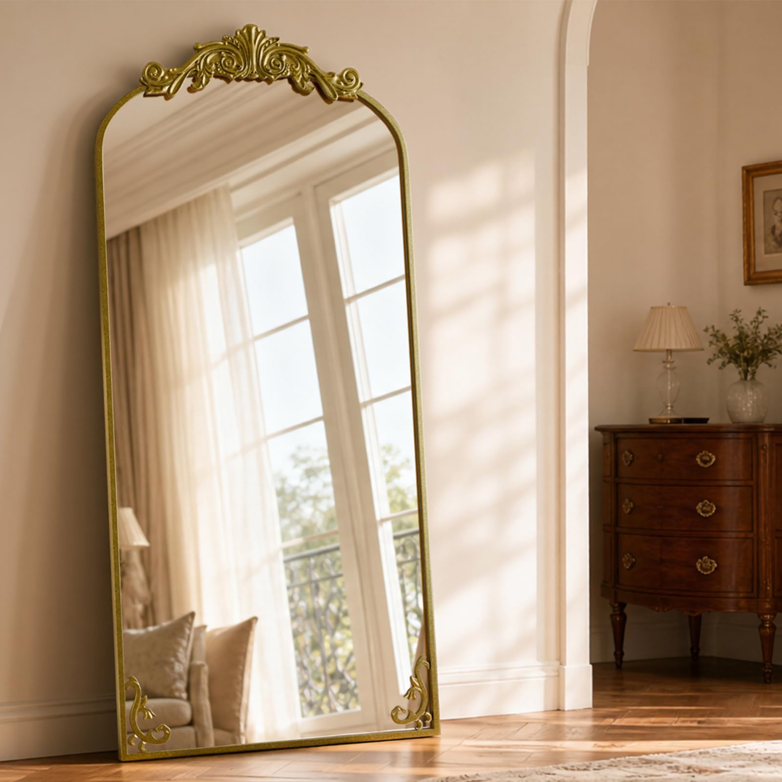 Koonmi Vintage Standing Mirror Full Length, Gold 76x165 cm