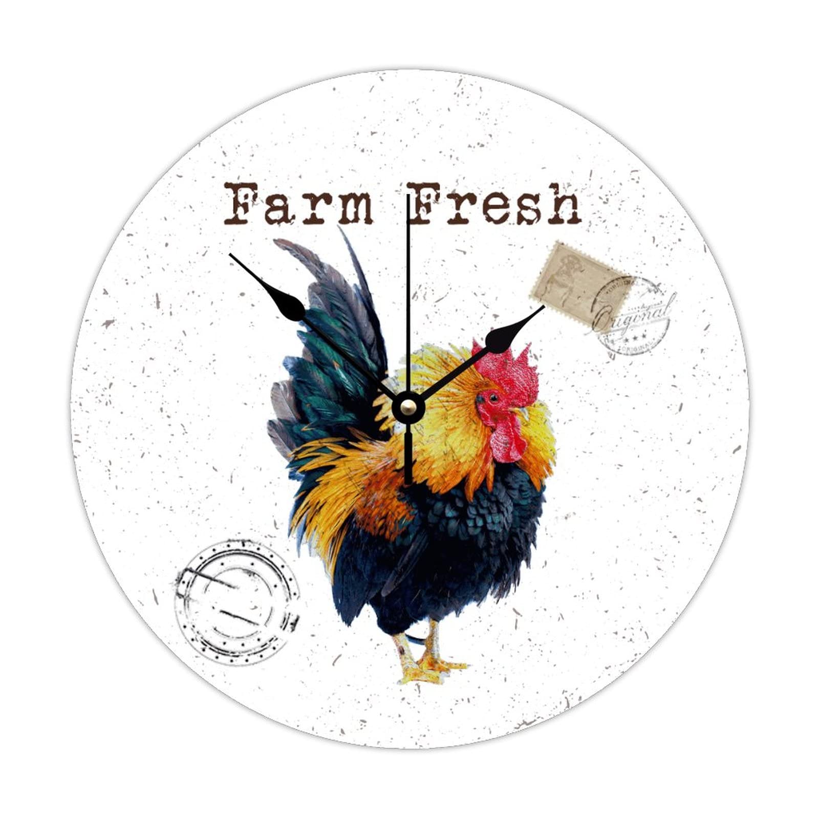 Horloge en bois silencieuse coq de ferme 38cm pour en finir avec le bruit