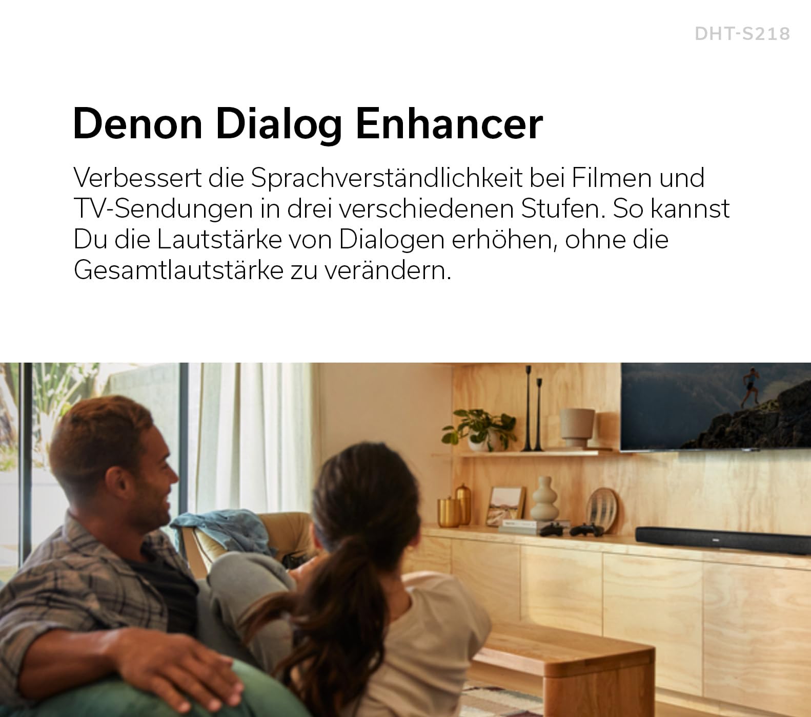 Denon DHT-S218 2.1 Soundbar mit integriertem Subwoofer, Dolby Atmos, HDMI eARC, Bluetooth LE Audio, Dialog Enhancer - Schwarz