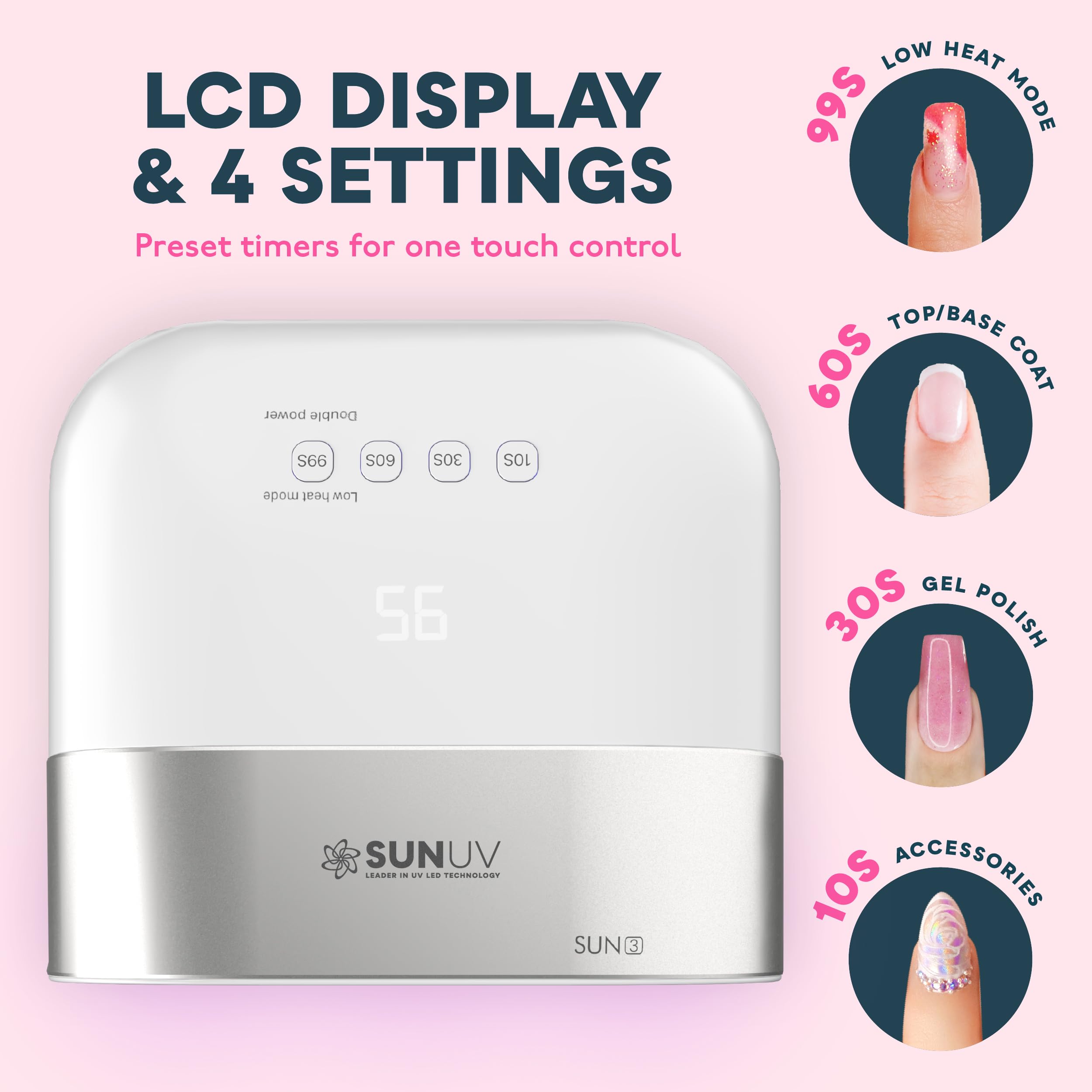 SUNUV Lampada UV LED per Unghie Professionale, Asciugatrice LED/UV Gel Macchina per Polimerizzare lo Smalto, con Sensore Automatico e LCD Display in Casa e Soggiorno