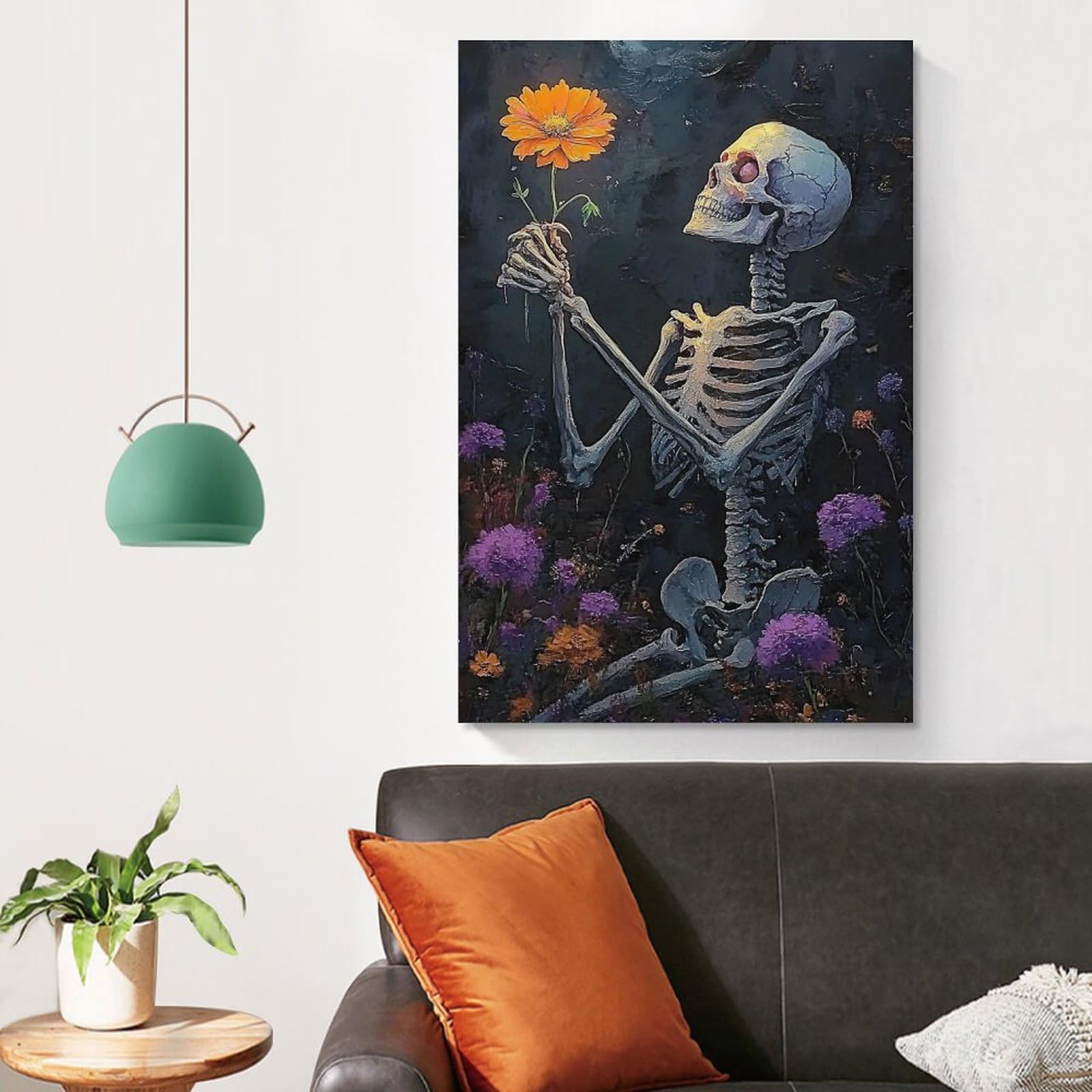 Amazon.com: KRECDKQ Skull Flowers Funny Poster Canvas Wall Art