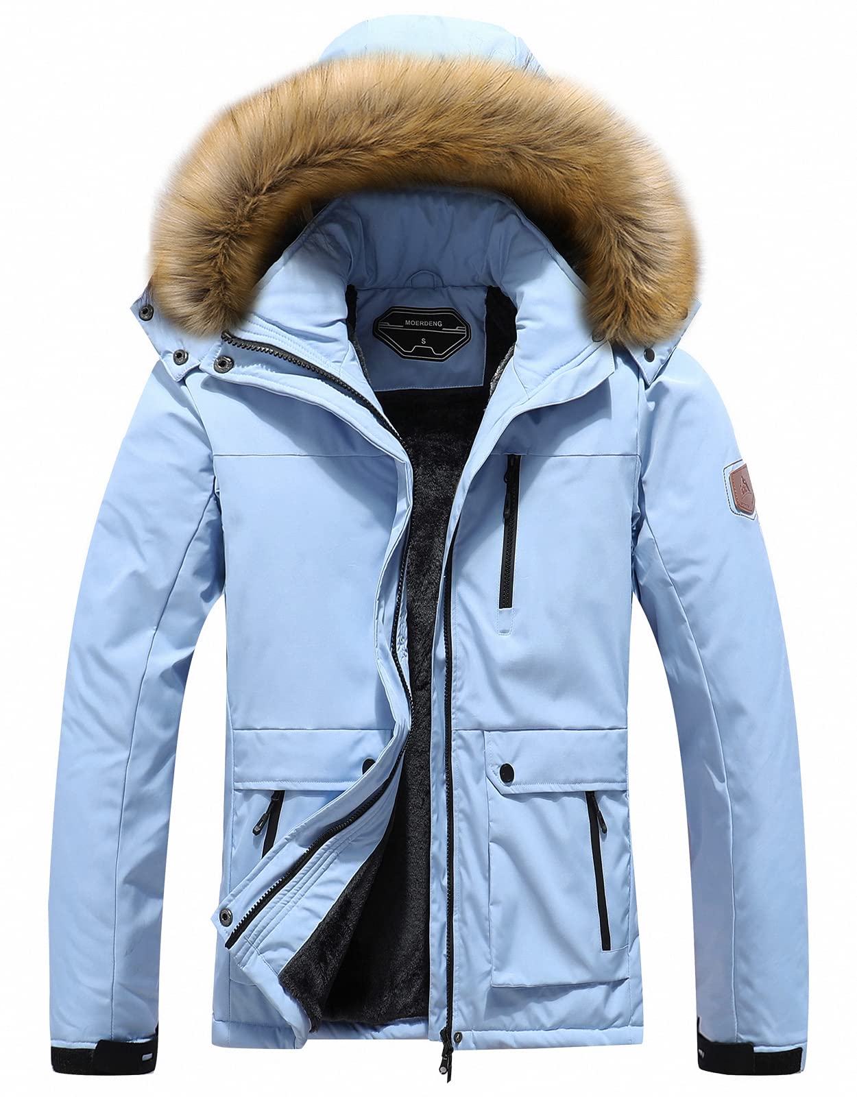 MOERDENG Women's Waterproof Ski Jacket Winter Warm Hooded Snow Coat