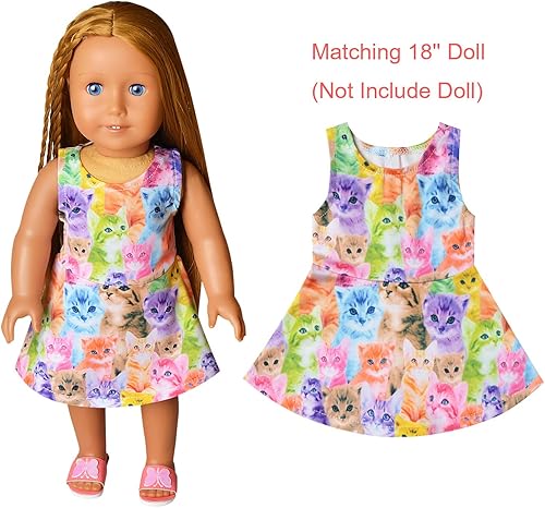 Miniatura 4 de Girls&Doll - Vestidos sin mangas unicornio ropa para muñecas de 18 pulgadas