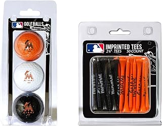 Team Golf MLB Logo Imprinted Golf Balls (3 Count) & 2-3/4" Regulation Golf Tees (50 Count), Multi Colored