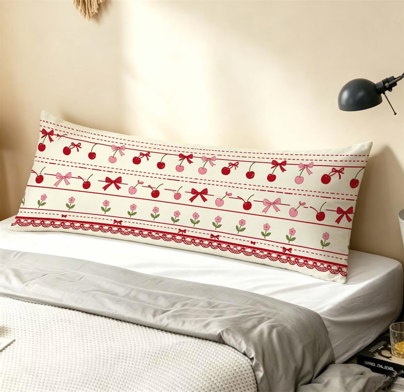 Rosso-15 Federe Cuscino Letto 50 x 150 cm, Grande Cuscini per Divano Lino, | Doppia Faccia Stampa, Frutta Fodera per Cuscino Decorativa, con Cerniera, Cuscino per Dormire Sul Fianco j-222