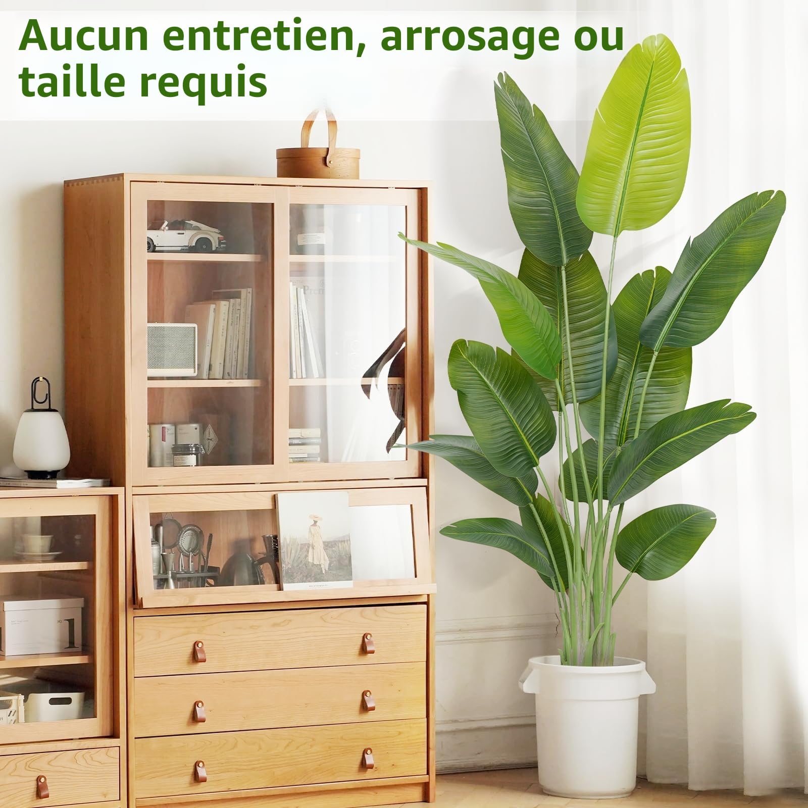 Plante Artificielle Oiseau de Paradis 180 cm Haute, Grande Plante Artificielle Interieur, Bananier Artificiel avec 13 Feuilles, Arbre Artificiel Intérieur ou Extérieur Salon Bureau Jardin Dec