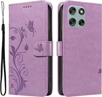 Case for Motorola Moto G56 5G,PU Leather Wallet Case with Card Holder and Wrist Strap, Shockproof Flip Cover for Motorola Moto G56 5G, Purple