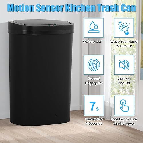 Miniatura 2 de Basurero de cocina con sensor de movimiento de 13 galones, cubo de basura con sensor automático de 50 L, cubo de basura inteligente con tapa para