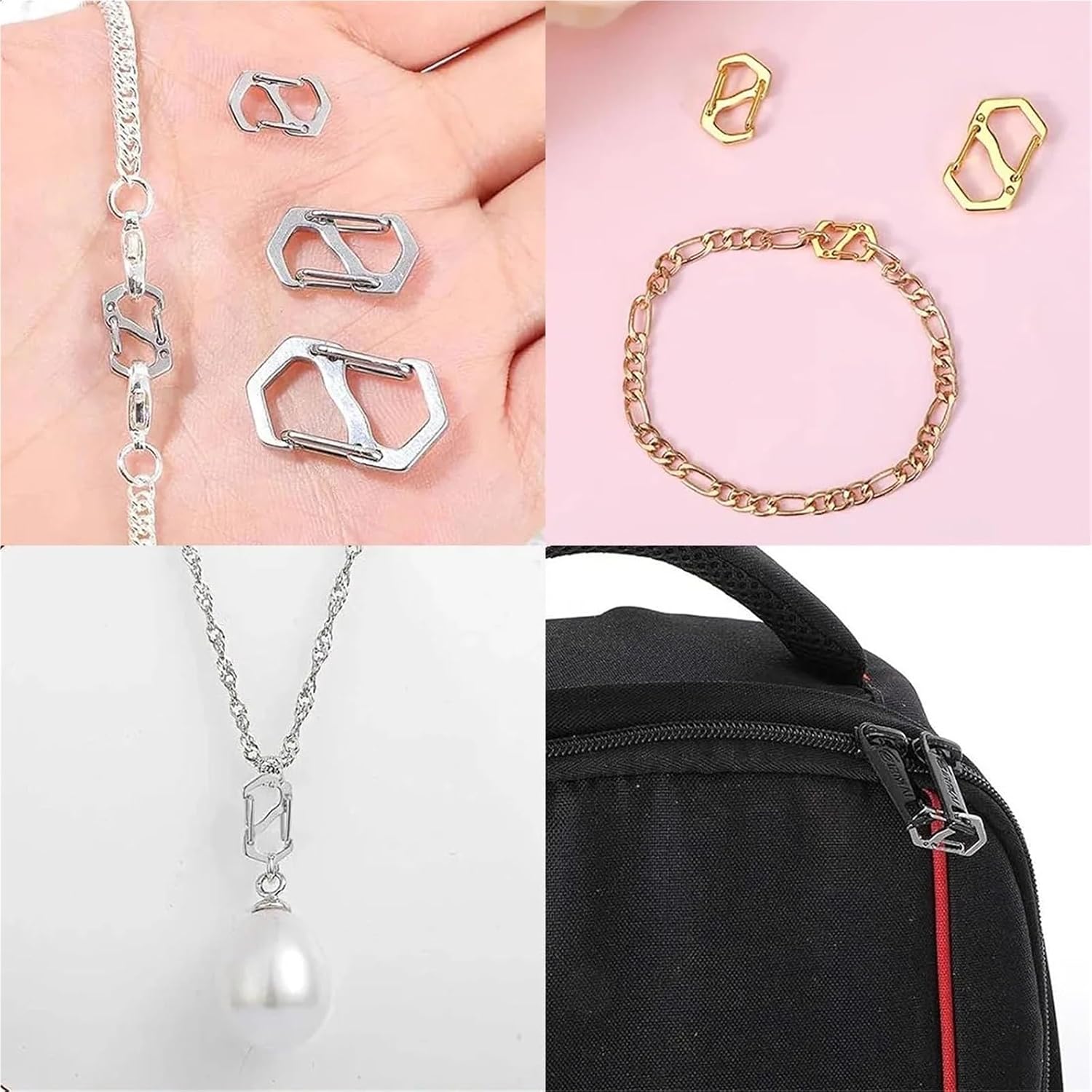 40pcs Gold Stainless Steel S Lock Clasps for Necklace Bracelet Jewelry Making Connector