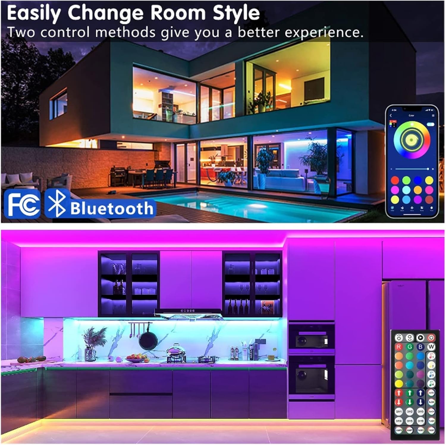 LED Strip Lights Infrared Control RGB5050 Music Sync Flexible 5V Lamp for TV Backlight Christmas Decoration Gift (Color : IR 24keys Full Set, Size : 5M)