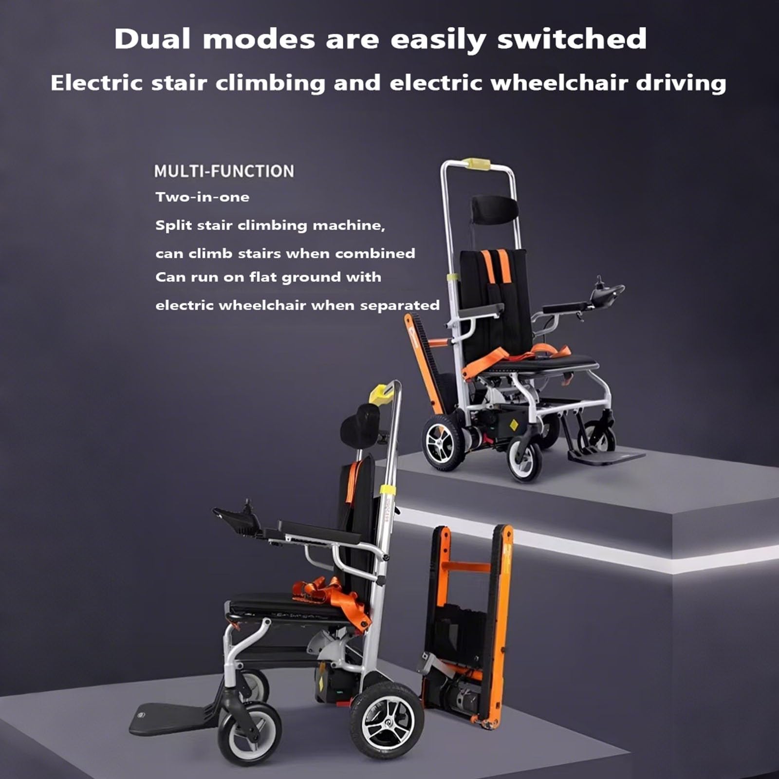 Montascale Elettrico Cingolato,Montascale Per Anziani,Sedia Montascale Pieghevole Leggera,Batteria Al Litio 13Ah,Carico 169 Kg/373 Libbre Manual