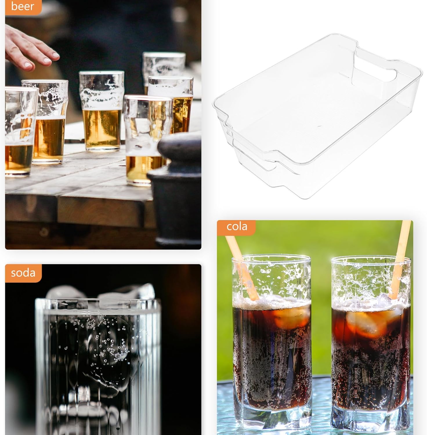 Garneck Refrigerator Drink Rack Storage Rack Plastic Container Canned Food Storage Soda Bottle Holder