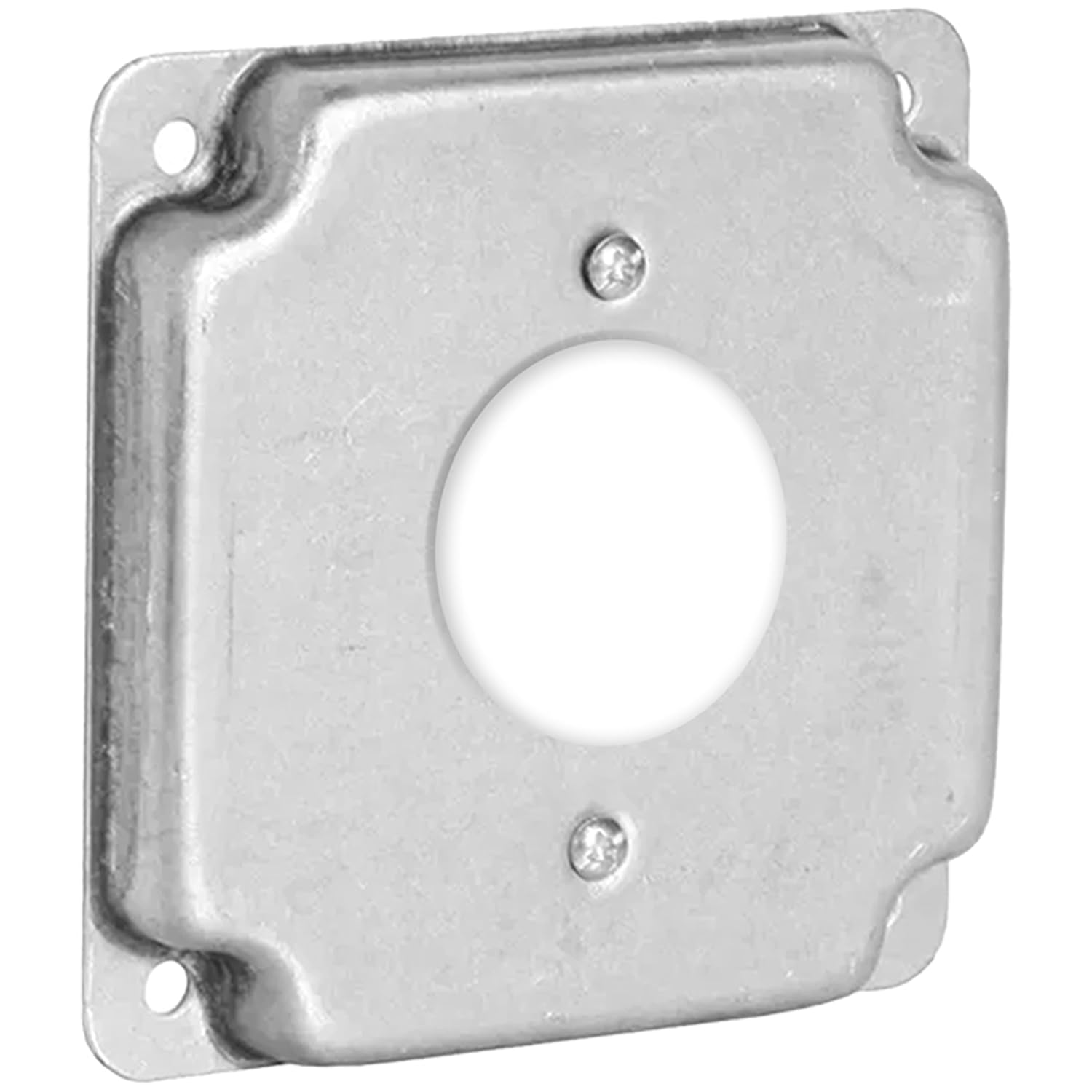 2-Gang Duplex Receptacle Electrical Box Cover - 4 Inch Square 1/2 Inch Raised Galvanized Steel Exposed Work Cover - Surface Mount Junction Box Cover for Dual Outlets