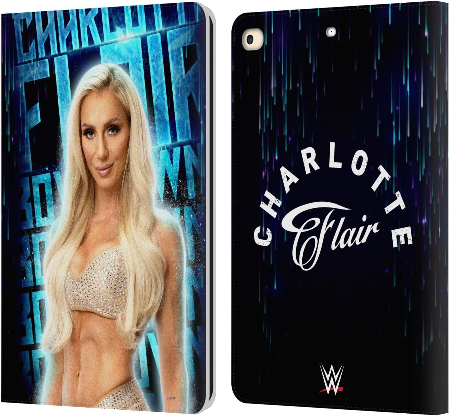 Head Case Designs Officially Licensed WWE The Queen Charlotte Flair Leather Wallet Case Compatible with Apple iPad 9.7 2017 / iPad 9.7 2018