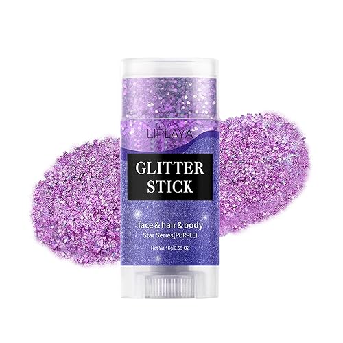Purple Face and Body Glitter Stick,Holographic Neon Accessories Outfit Singer