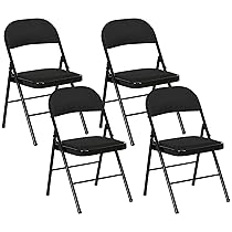 HOMCOM Set 4 Sedie Pieghevoli con Seduta Imbottita, Sedie Moderne Salvaspazio con Cuscino in Poliestere per Casa e Ufficio, Nero
