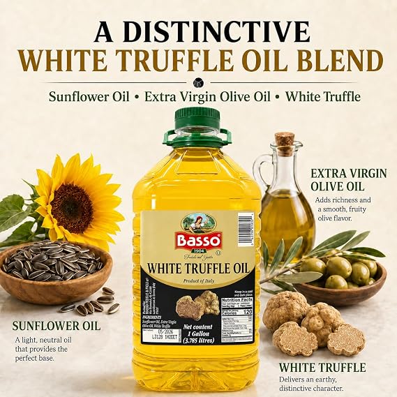 BASSO 1904 - White Truffle Oil, Bulk, 1 Gallon (3.785 liters)