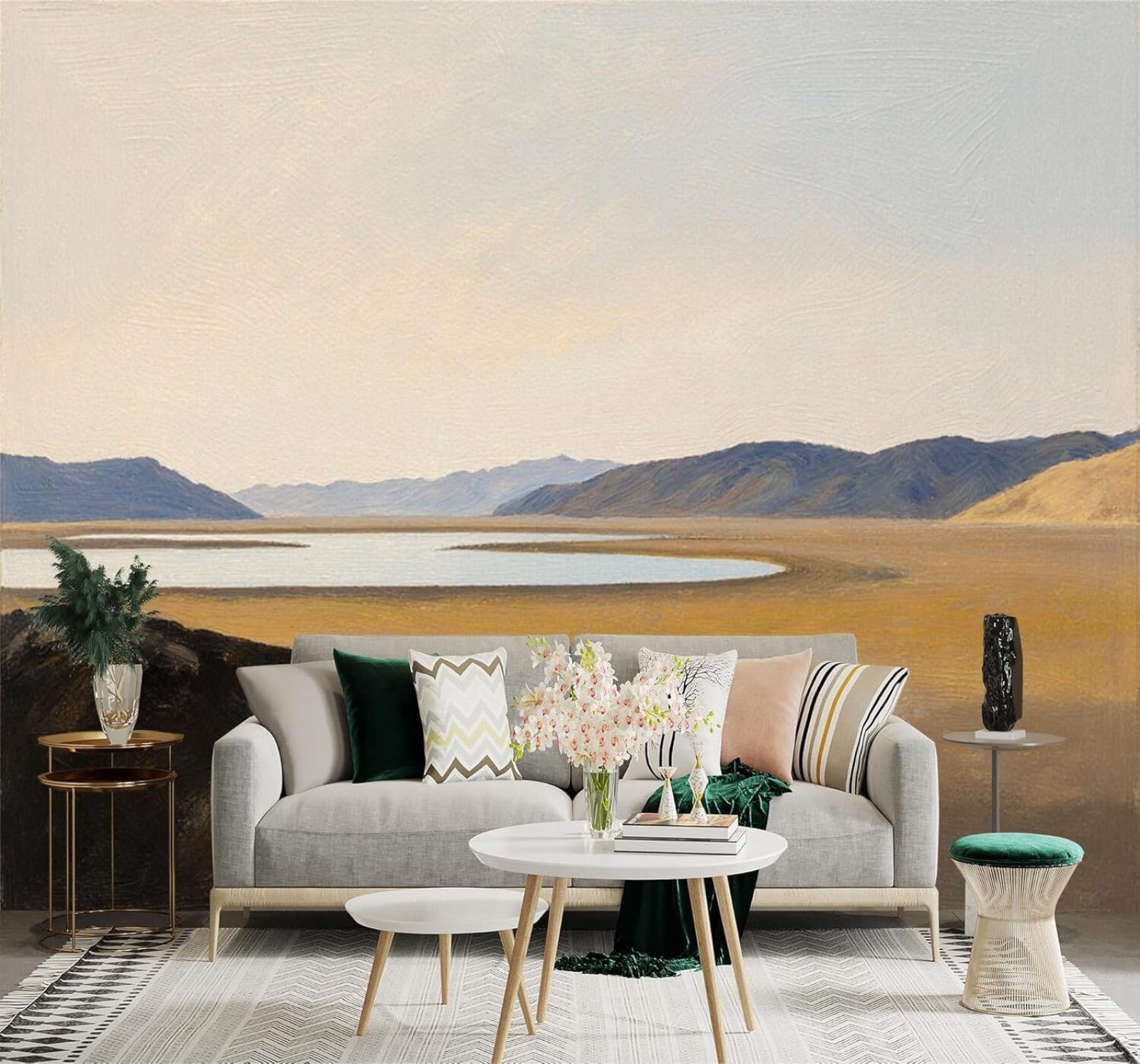 YueMingDi Desert Mountains Salt Lake Soft Natural Landscapes 3D Wallpaper Creative Modern Decoration Murals Home Decor Study Living Room Bedroom Sofa Background-430cm×300cm