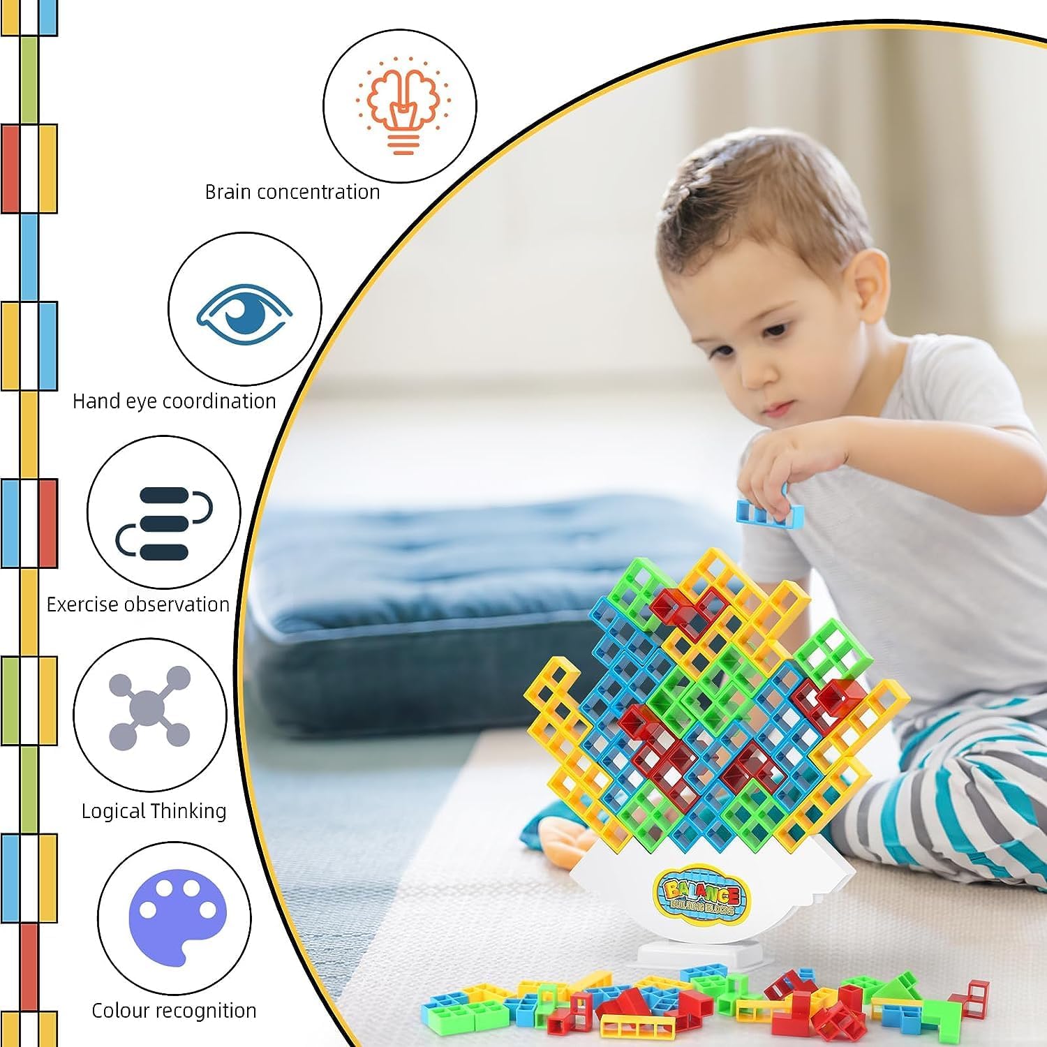 Goorder Tetra Tower Gioco Equilibrio Impilabili, Giochi Educativi Montessori per Bambini Tetris Tower Balance Game, Regali per 3 + Anni Bambini e Adulti (32 PCS) - Immagine 3