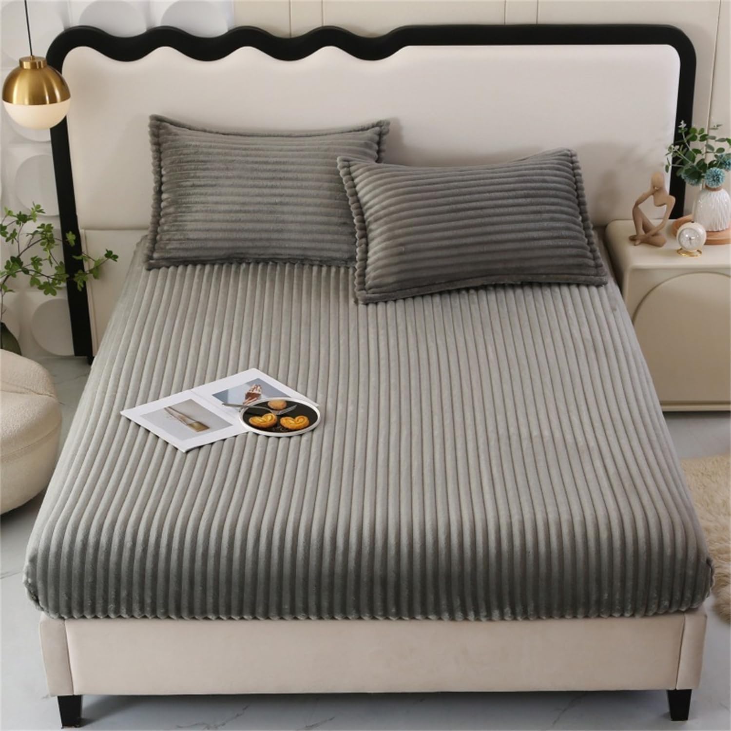 Flannel Mattress Protector, Plush Breathable Soft Bed Sheet, with Deep Pocket for 6-18 inches Mattress, for Kids Teenager Bedroom, College Dorm (Gray,Twin)