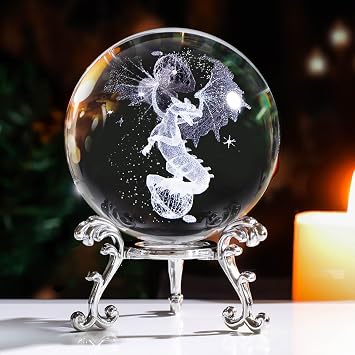 3D Dragon Crystal Ball Paperweight, 60mm Laser Engraved Dragons Figurines Glass Sphere Decorative Balls with Stand, Crystal Dragon Gifts for Women Men Kids Dragon-new