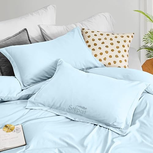 Miniatura 3 de Funda de edredón con 2 fundas de almohada, tamaño King Plus de 128 x 120 pulgadas, algodón egipcio de 1000 hilos, funda de edredón con cierre de