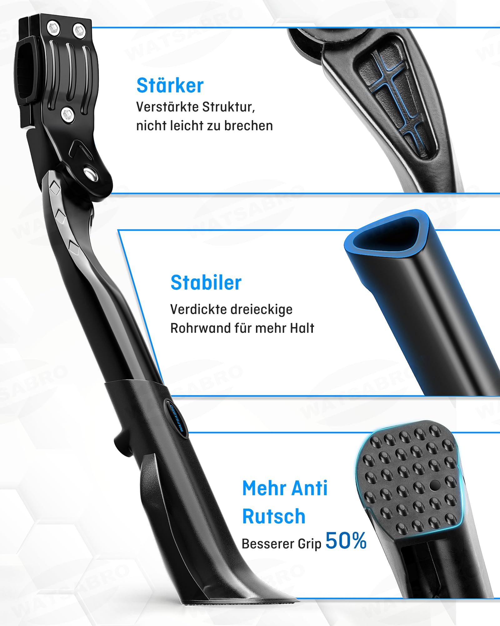 WATSABRO Soporte para bicicletas de 24 – 29 pulgadas, altura ajustable, pies de goma antideslizantes punteados, carga máxima de 35 (Pro+ 45) kg, soporte para bicicletas de ciudad, bicicletas de