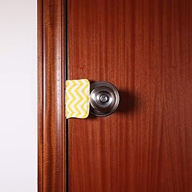Door Silencer Door Jammer Door Closer Cushion Nursery Door Silencer Door Latch Cover 3 Pack for Noise Reducing Quiet Doors Baby Toddler Safety 3.25 x 5.5 Inch (Yellow Chevron)