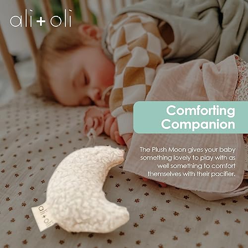 Miniatura 5 de Ali+Oli Soporte para chupete de felpa (luna-blanco) soporte suave para bebés, soporte de felpa para chupetes, lindo soporte de felpa para bebés,