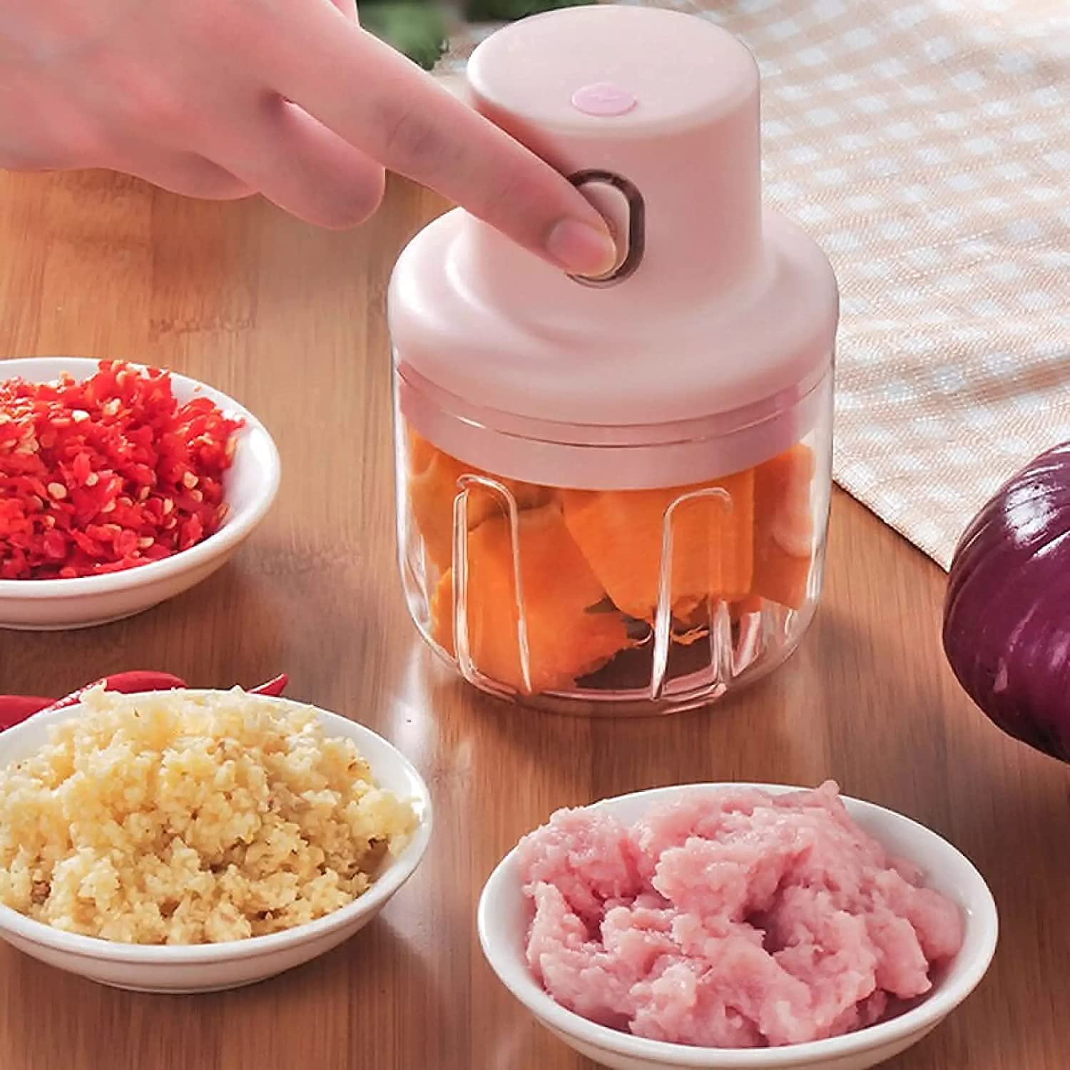 electric mini garlic chopper mixer – usb rechargeable portable mini food processor | fruit & vegetable cutter, speedy chopper & slicer | compact food supplement blender for kitchen