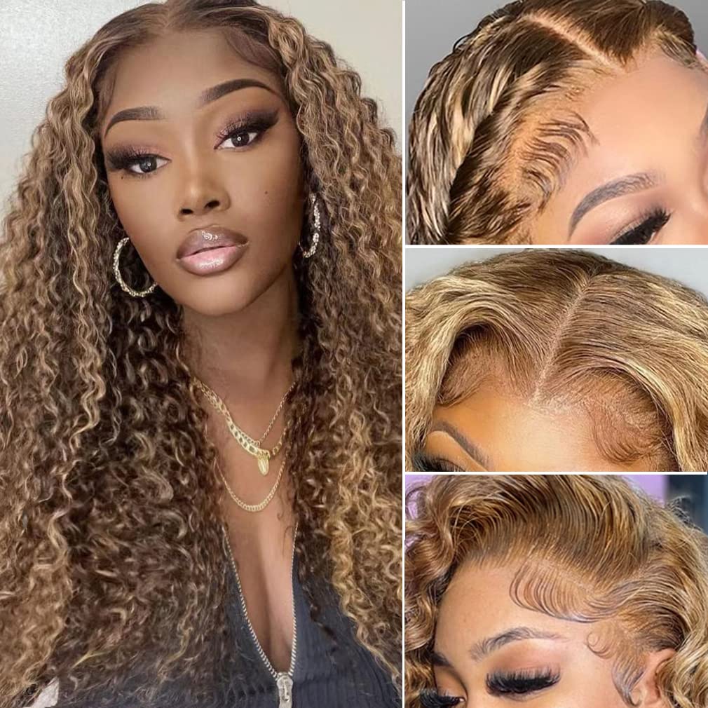Highlight Curly Lace Front Wig Human Hair 13x4 Ombre Curly