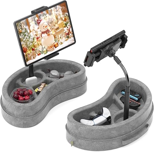 KDD Soporte de almohada para tableta con bandeja de almacenamiento, soporte ajustable para iPad para regazo, cama y escritorio, soporte giratorio de