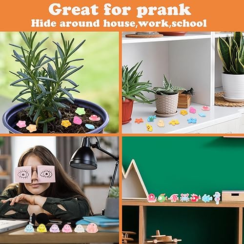 Miniatura 6 de Barydat 400 piezas de mini figuras de animales de resina a granel para bromas, esconderse, manualidades, juguetes en miniatura de resina pequeña,