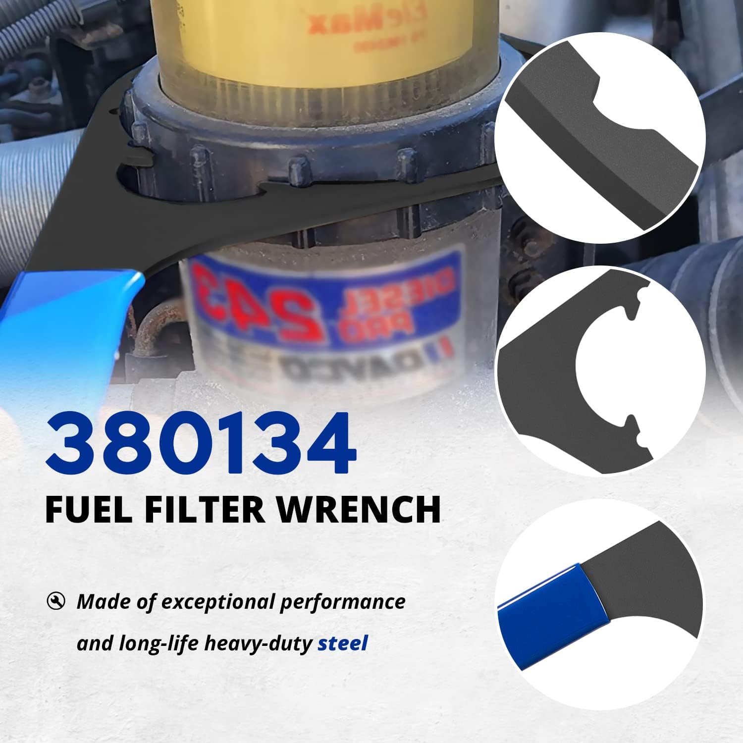 6“ Colar/Vent Cap Fuel Filter Metal Wrench 380134 382, Replacement for Davco, for Fuel Pro 382, 380, for Detroit Diesel Cummins Truck Engines, 6 inch Inner Diameter