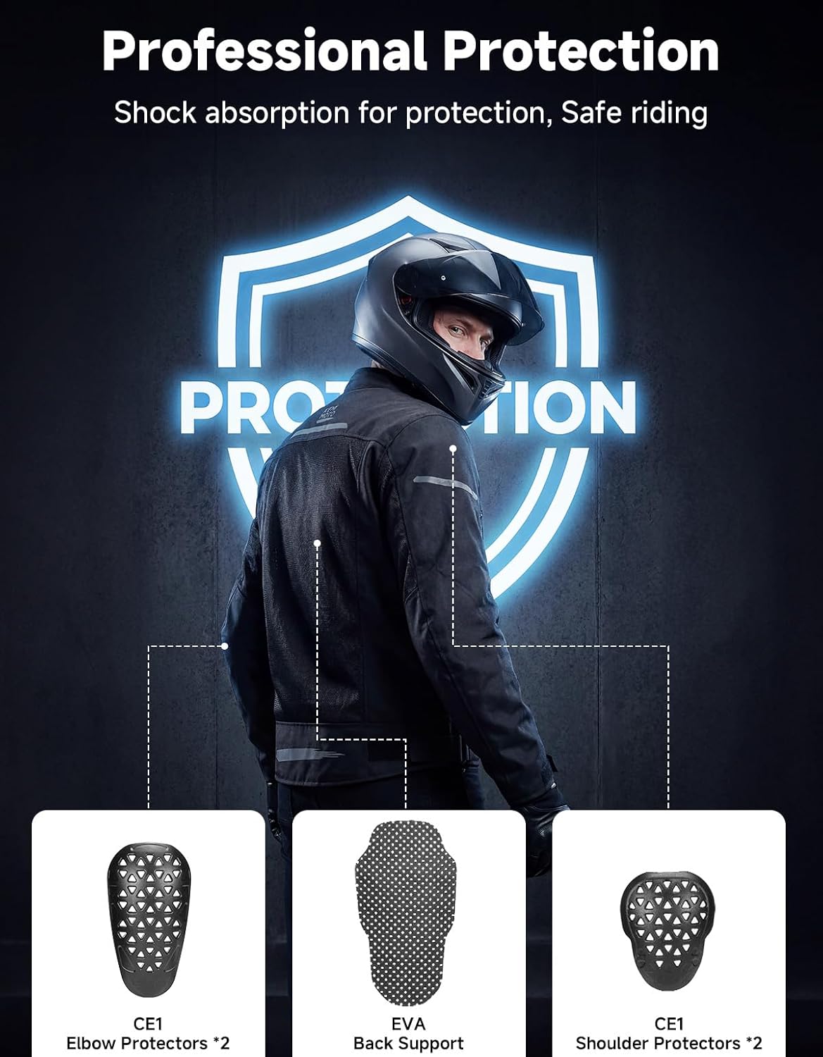 KEMIMOTO Motorcycle Jacket Men with CE Armor ESA Rebound Material Breathable Motorcyce Mesh Jacket - Image 3