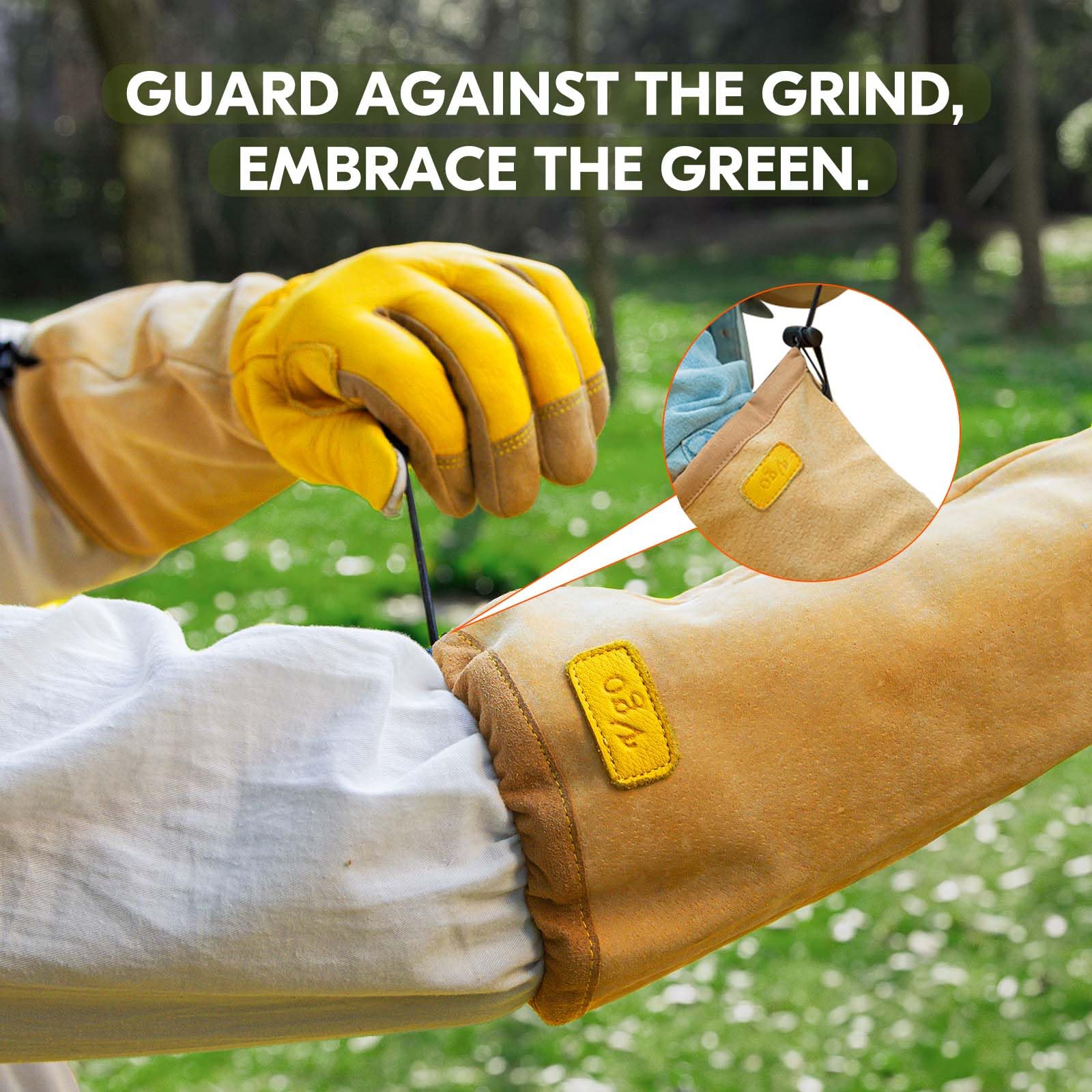 VGO 1 Pair Puncture-Proof Gardening Gloves for Thorn Protection, 10"Gauntlet Cowhide Armor, Touchscreen Compatible - Image 3